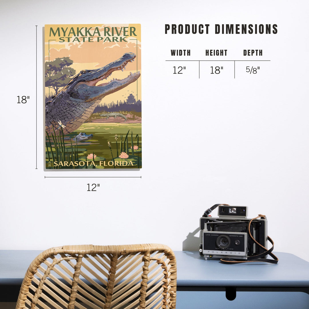 Myakka River State Park Sarasota, Florida, Alligator Scene, Lantern Press Poster, Wood Signs and Postcards Wood Lantern Press 