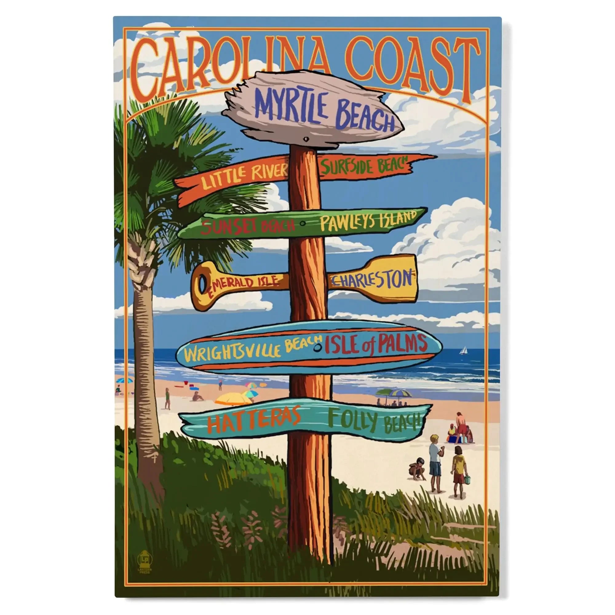 Myrtle Beach, South Carolina, Destinations Sign, Lantern Press Artwork