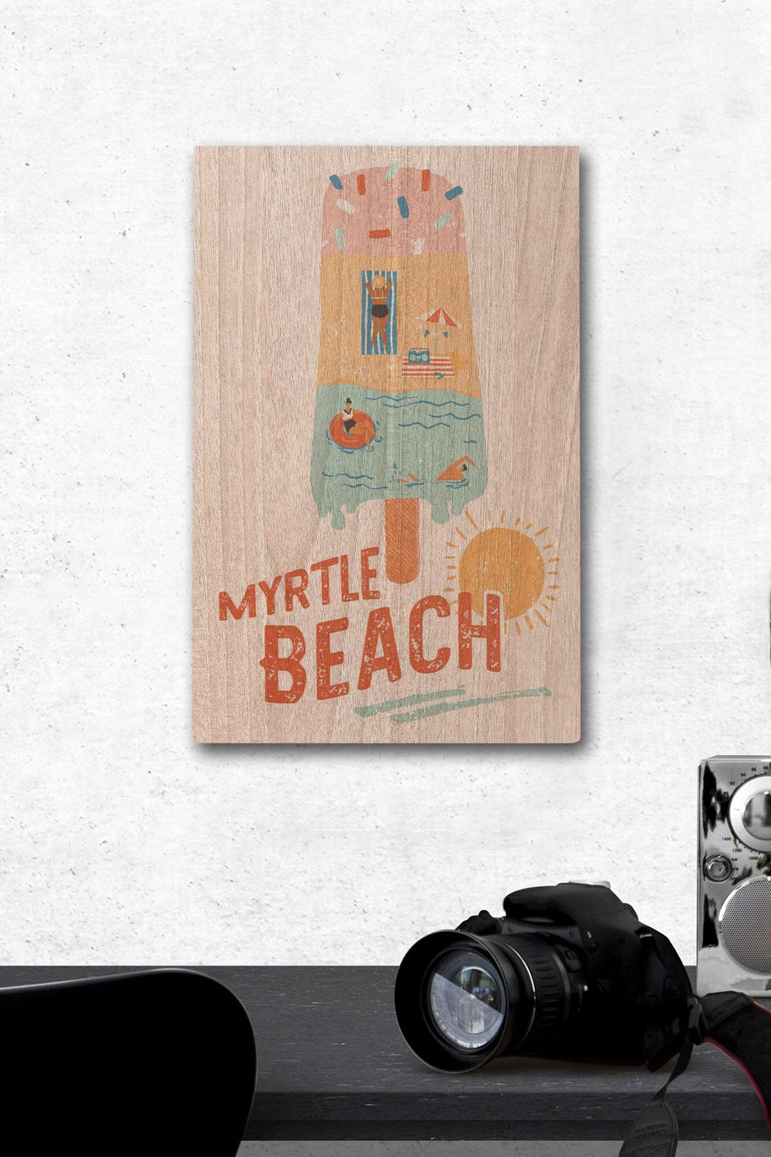 Myrtle Beach, South Carolina, Ice Cream, Lantern Press Artwork, Wood Signs and Postcards Wood Lantern Press 12 x 18 Wood Gallery Print 