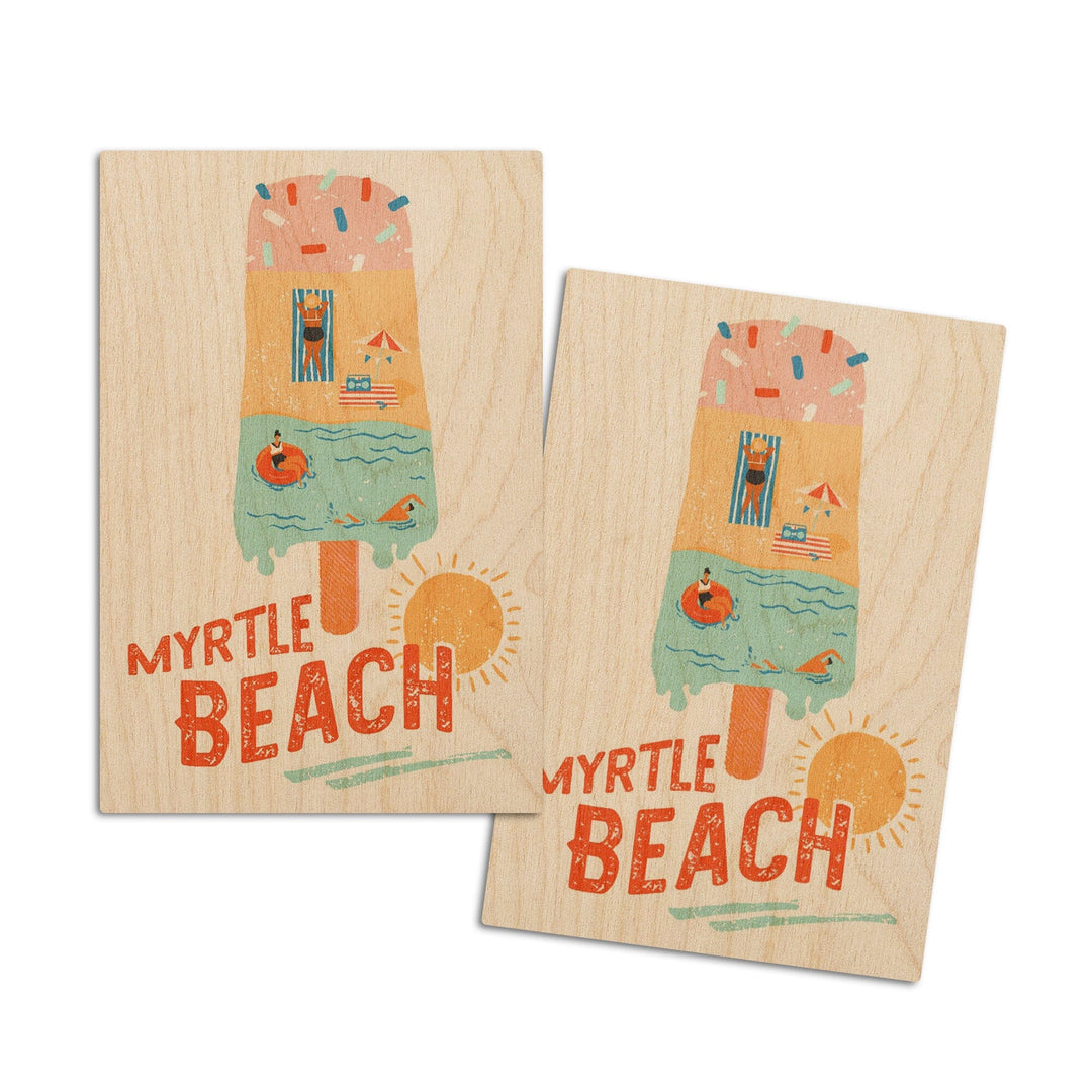 Myrtle Beach, South Carolina, Ice Cream, Lantern Press Artwork, Wood Signs and Postcards Wood Lantern Press 4x6 Wood Postcard Set 