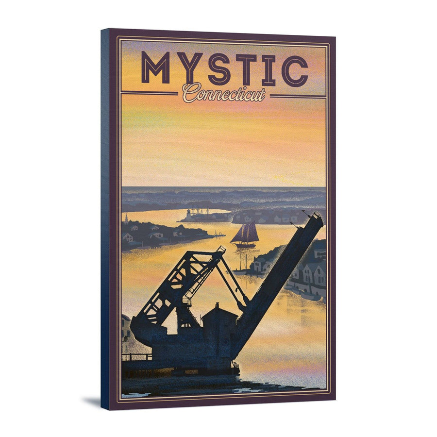 Mystic, Connecticut, River, Lithograph, Lantern Press Artwork, Stretched Canvas Canvas Lantern Press 