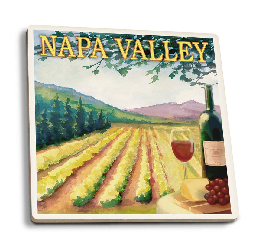 Napa Valley, California, Wine Country, Lantern Press Artwork, Coaster Set Coasters Lantern Press 