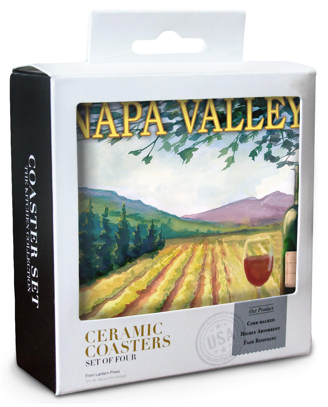 Napa Valley, California, Wine Country, Lantern Press Artwork, Coaster Set Coasters Lantern Press 