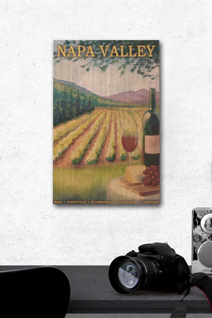 Napa Valley, California, Wine Country, Lantern Press Artwork, Wood Signs and Postcards Wood Lantern Press 12 x 18 Wood Gallery Print 