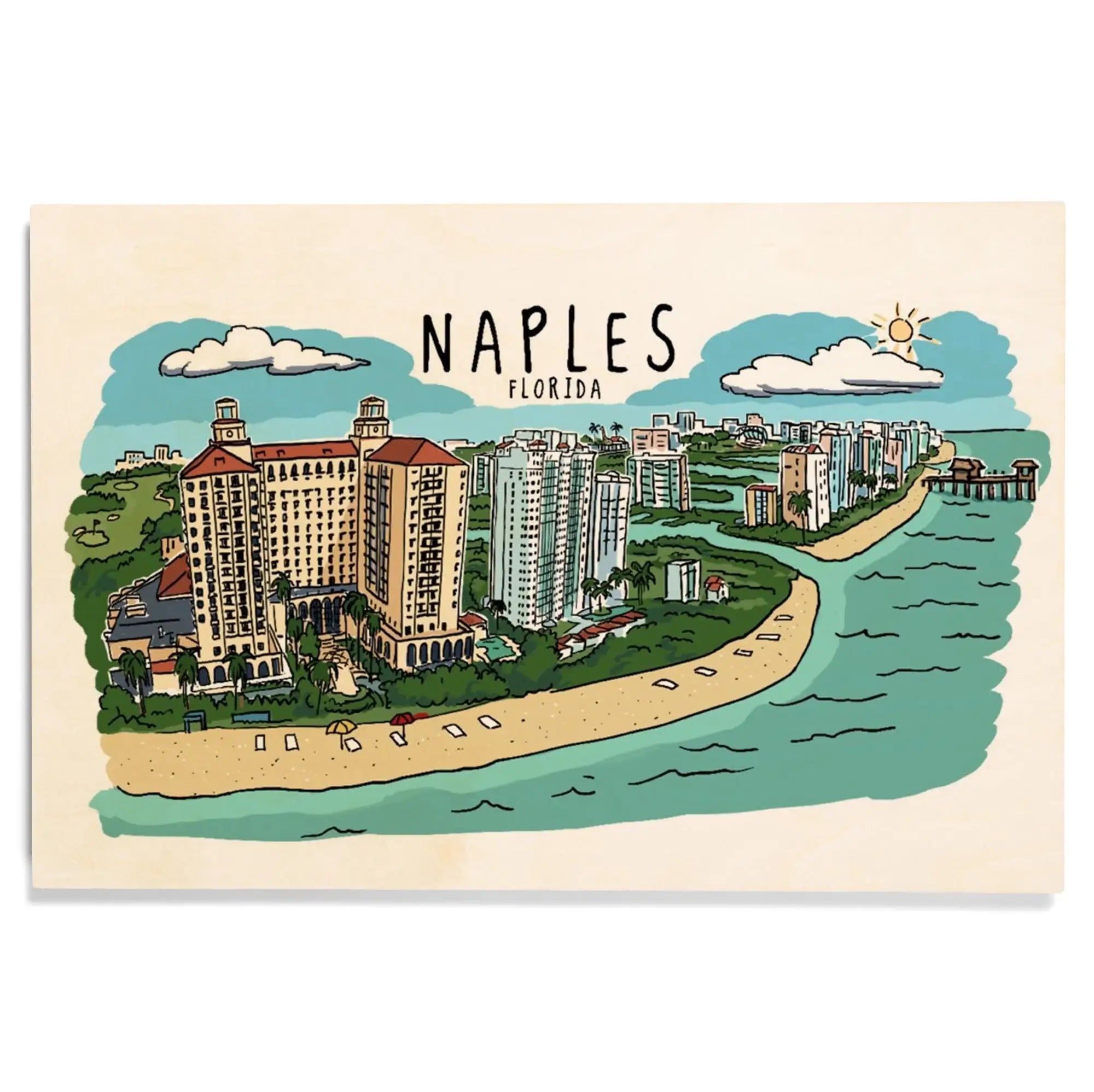 ノサップ岬　油絵　P8（455×333mm）　納沙布　岬 Naples, Florida, Palms & Sunset, Lantern Press Artwork, Wood Signs and