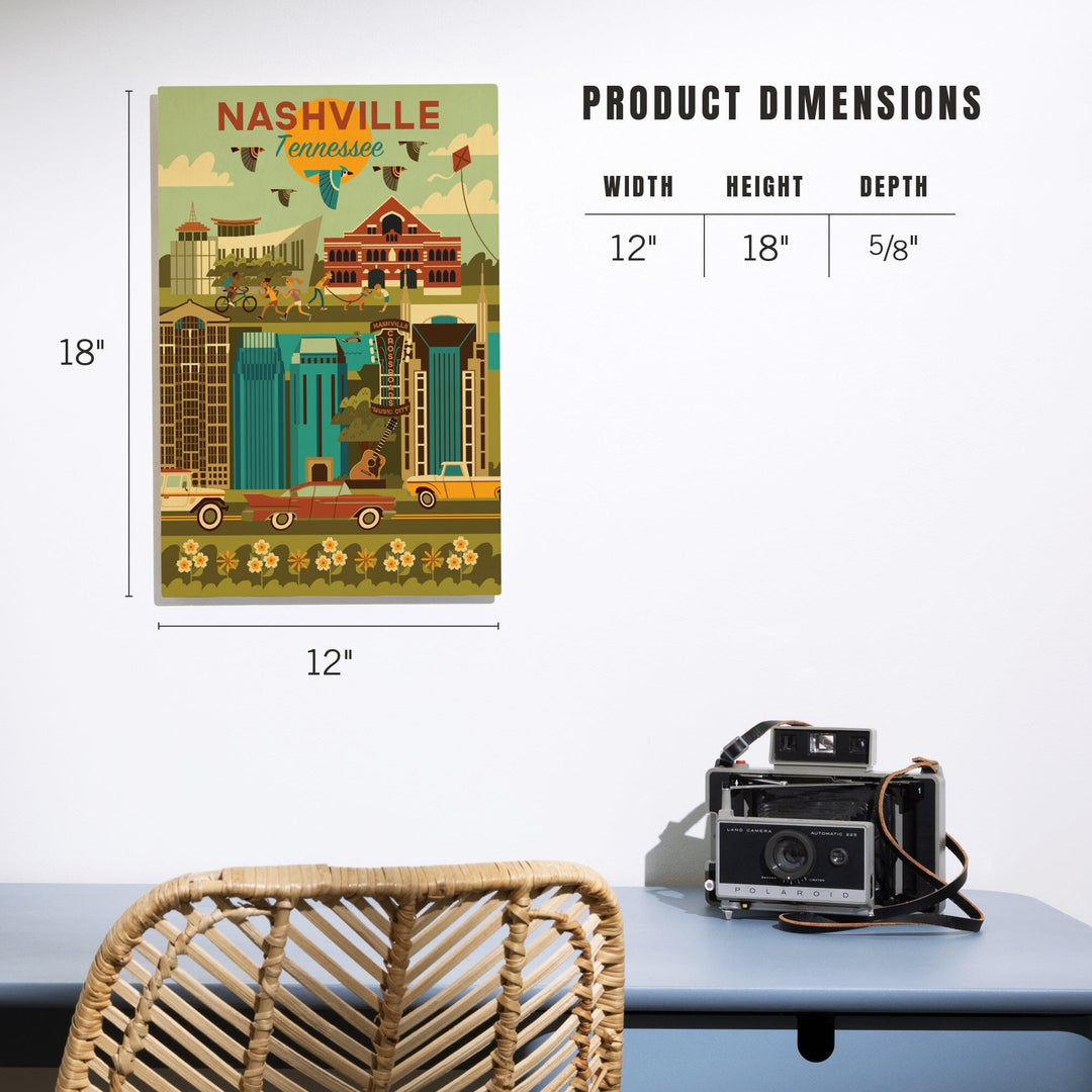 Nashville, Tennessee, Geometric City Series, Lantern Press Artwork, Wood Signs and Postcards Wood Lantern Press 