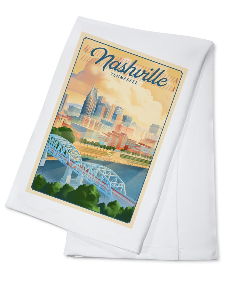 Nashville, Tennessee, Lithograph City Series, Lantern Press Artwork, Towels and Aprons Kitchen Lantern Press 