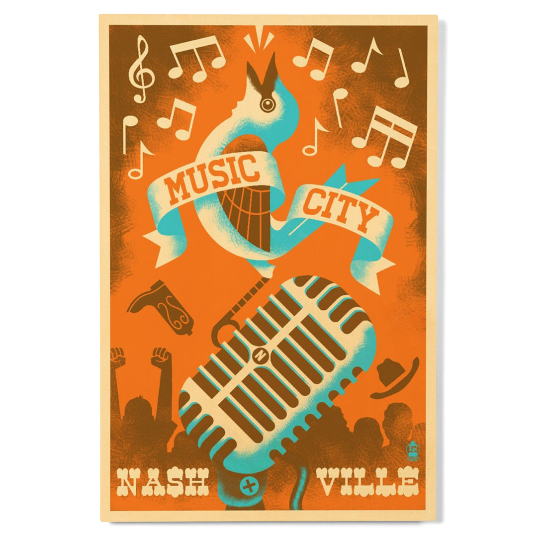 Nashville, Tennessee, Music City, Lantern Press Artwork, Wood Signs and Postcards Wood Lantern Press 
