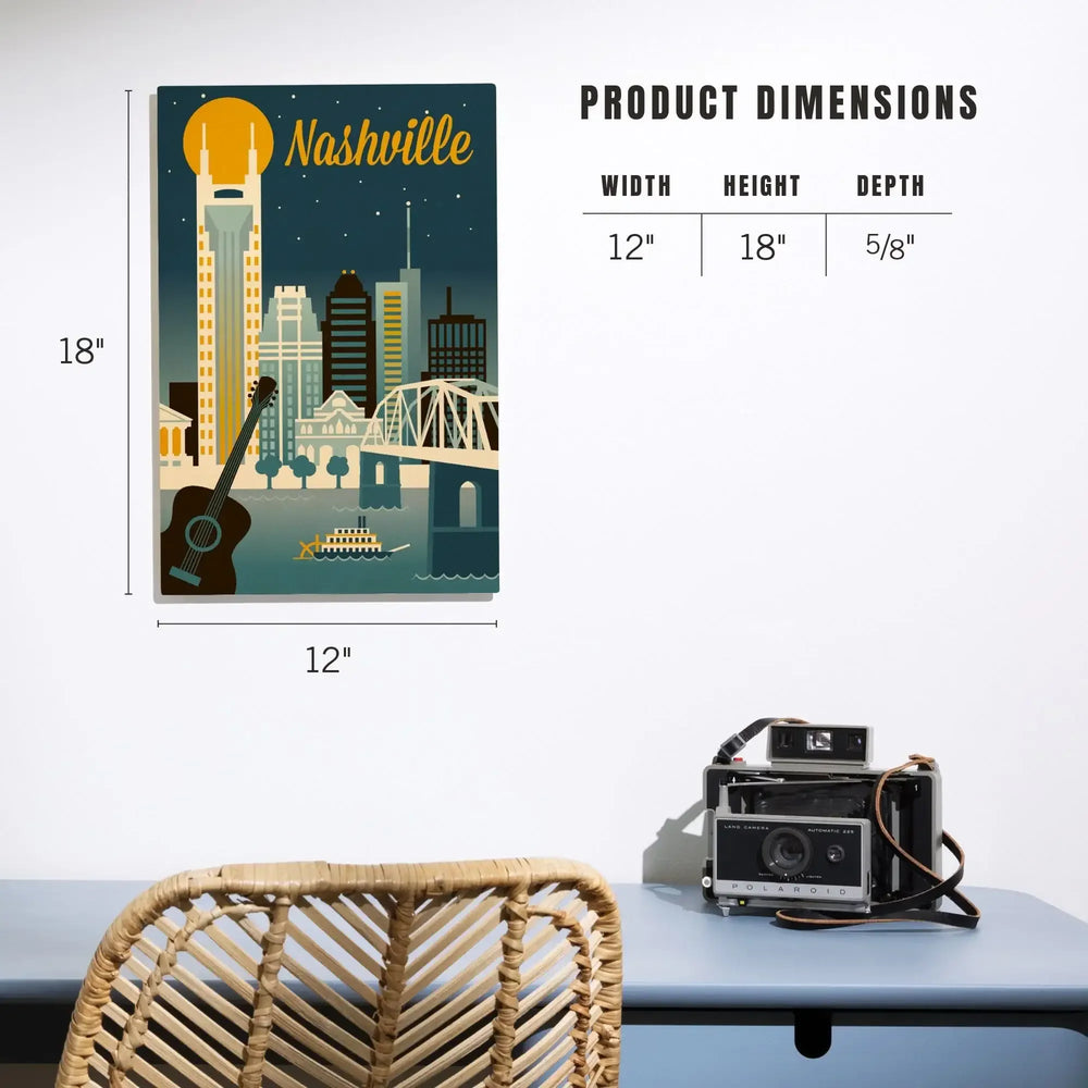 Nashville, Tennessee, Retro Skyline Classic Series, Lantern Press Artwork, Wood Signs and Postcards Wood Lantern Press 