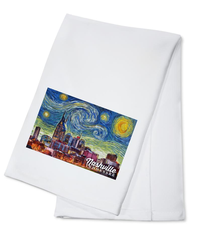 Nashville, Tennessee, Starry Night City Series, Lantern Press Artwork, Towels and Aprons Kitchen Lantern Press 