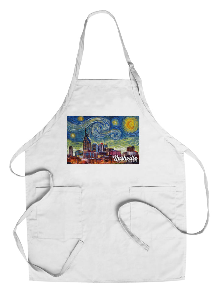 Nashville, Tennessee, Starry Night City Series, Lantern Press Artwork, Towels and Aprons Kitchen Lantern Press Chef's Apron 