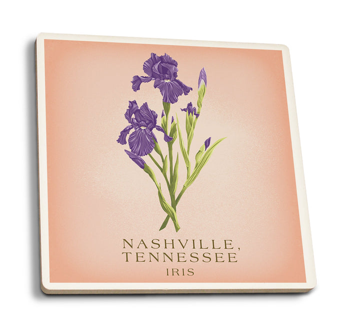 Nashville, Tennessee, Vintage Flora, State Series, Iris Coasters Lantern Press 