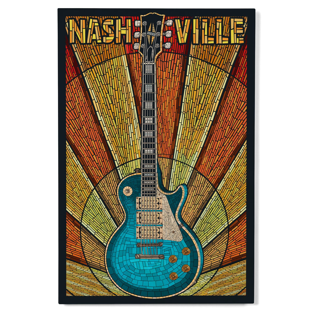 Nashville, Tennesseee, Guitar Mosaic, Lantern Press Artwork, Wood Signs and Postcards Wood Lantern Press 
