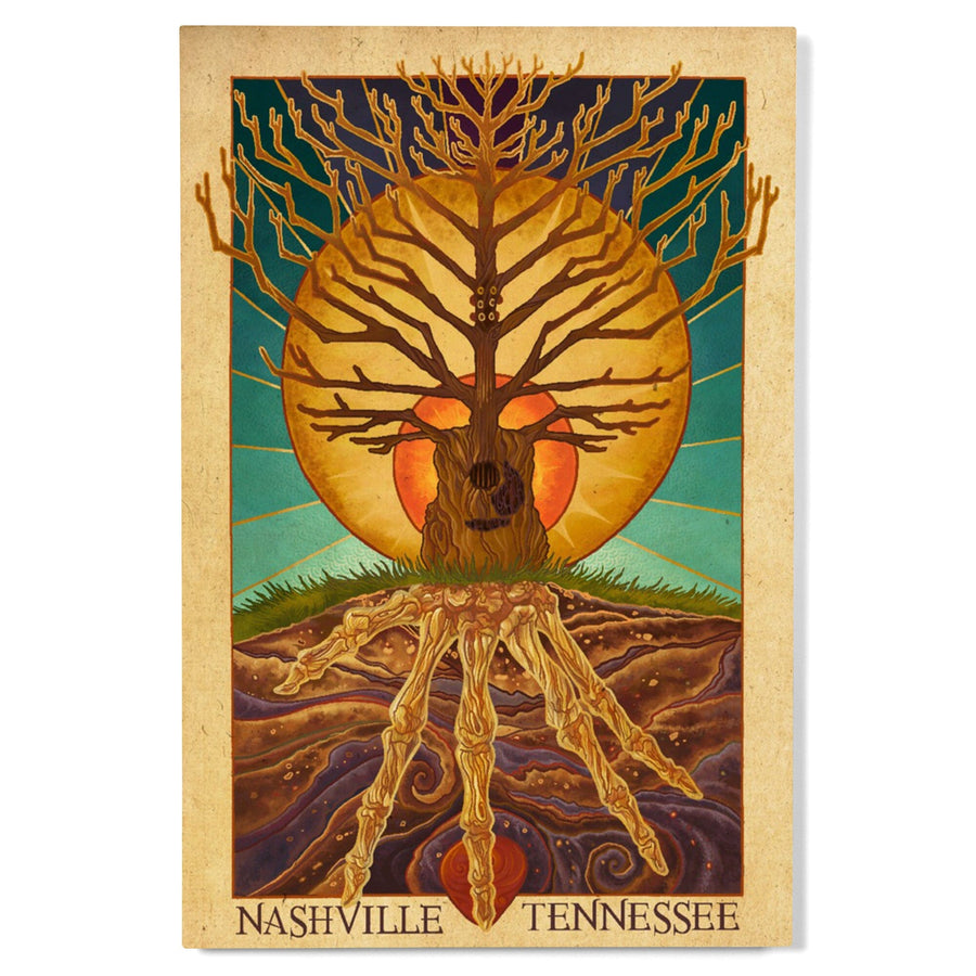Nashville, Tennesseee, Guitar Tree, Lantern Press Artwork, Wood Signs and Postcards Wood Lantern Press 