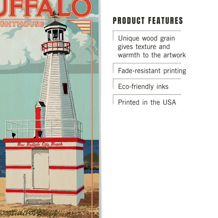 New Buffalo, Michigan, New Buffalo Lighthouse, Lantern Press Artwork, Wood Signs and Postcards Wood Lantern Press 