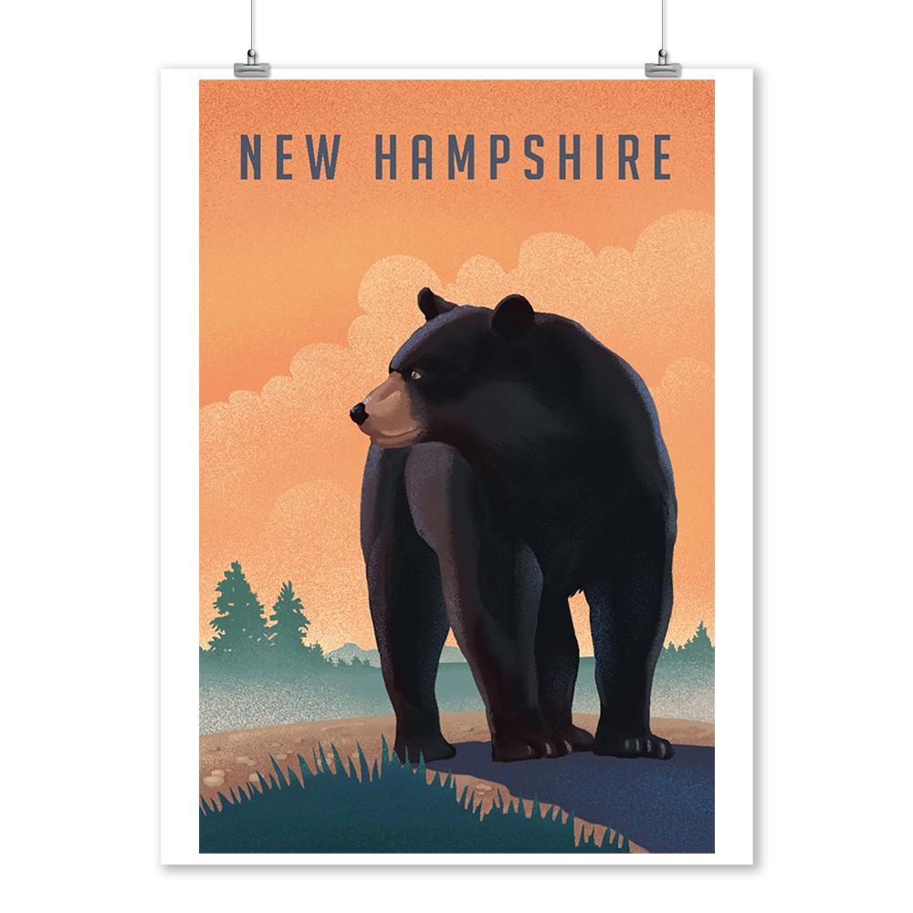 New Hampshire, Black Bear, Litho, Lantern Press Artwork, Art Prints and Metal Signs Art Lantern Press 12 x 18 Art Print 
