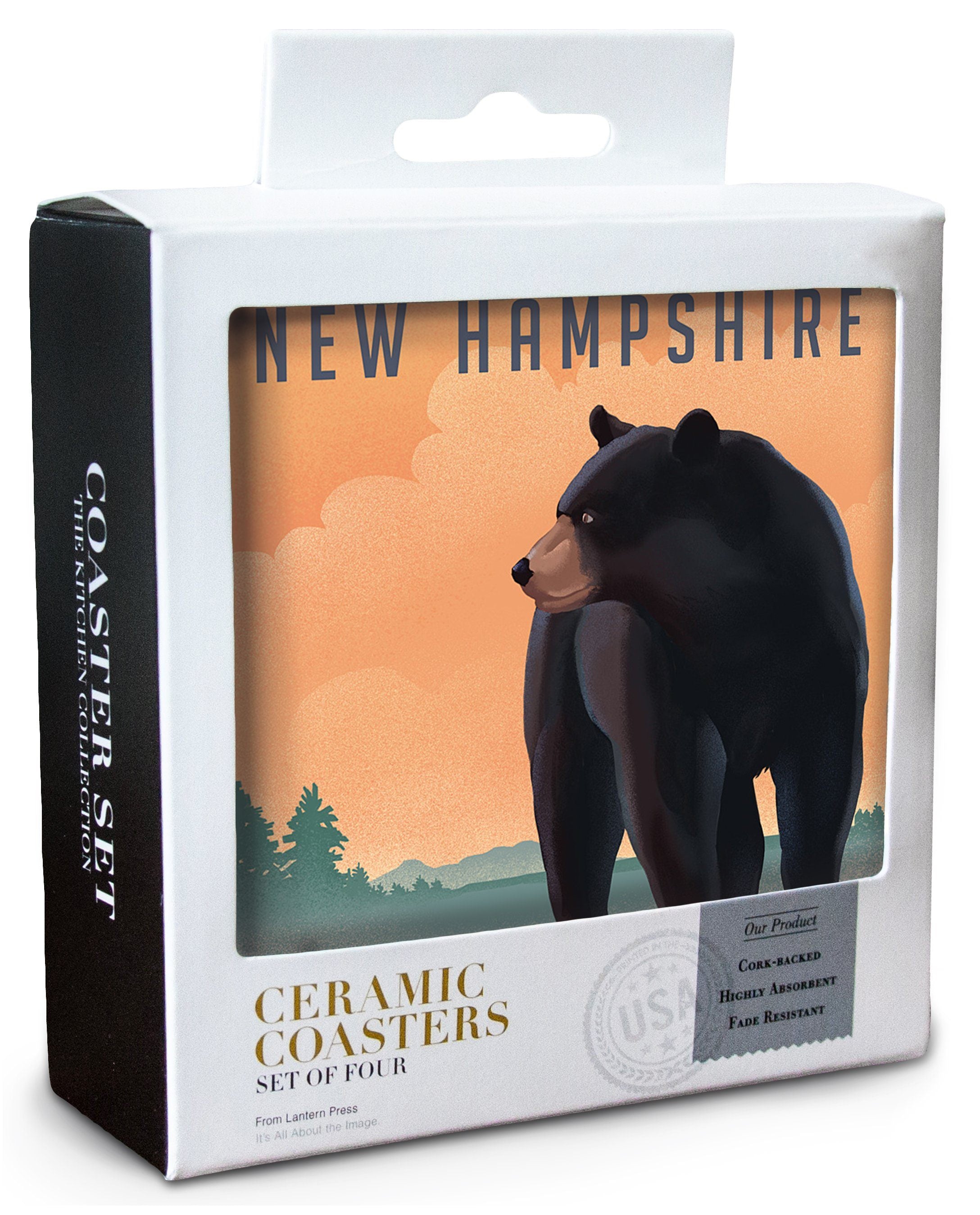 New Hampshire Black Bear Litho Lantern Press Artwork ceramic