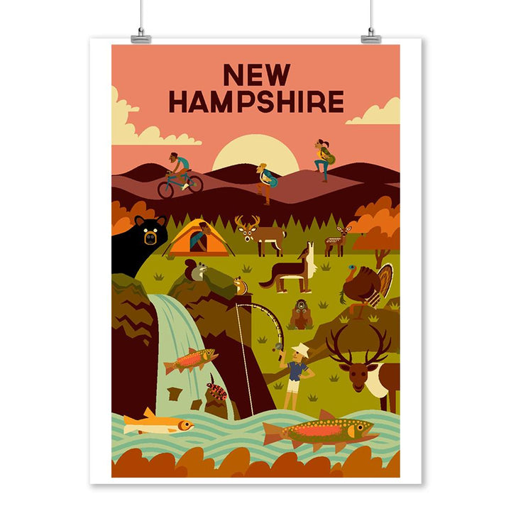 New Hampshire, Geometric, Lantern Press Artwork, Art Prints and Metal Signs Art Lantern Press 12 x 18 Art Print 