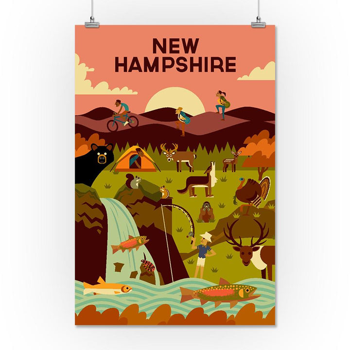 New Hampshire, Geometric, Lantern Press Artwork, Art Prints and Metal Signs Art Lantern Press 16 x 24 Giclee Print 