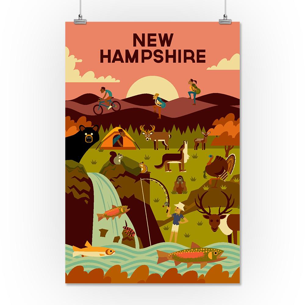 New Hampshire, Geometric, Lantern Press Artwork, Art Prints and Metal Signs Art Lantern Press 36 x 54 Giclee Print 