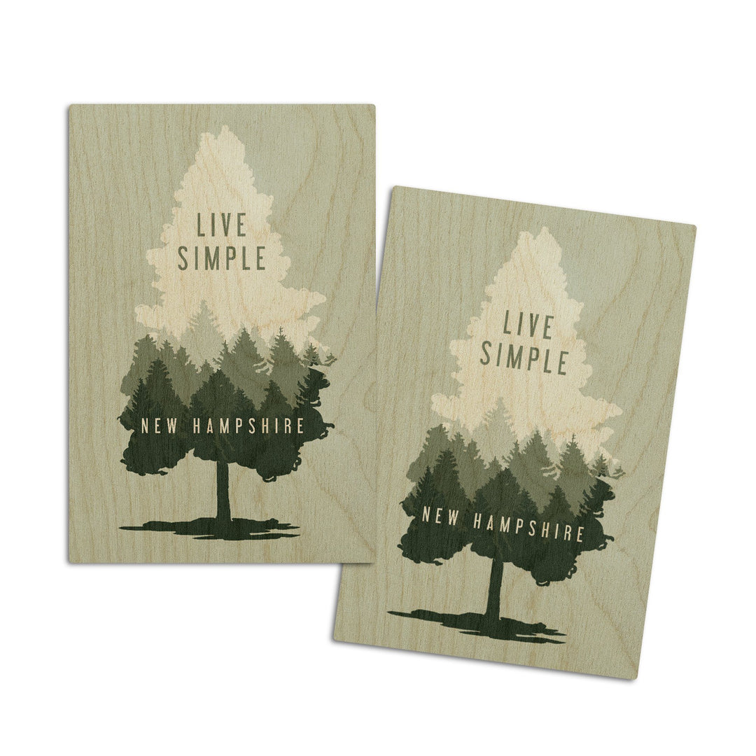 New Hampshire, Live Simple, Contour, Lantern Press Artwork, Wood Signs and Postcards Wood Lantern Press 4x6 Wood Postcard Set 