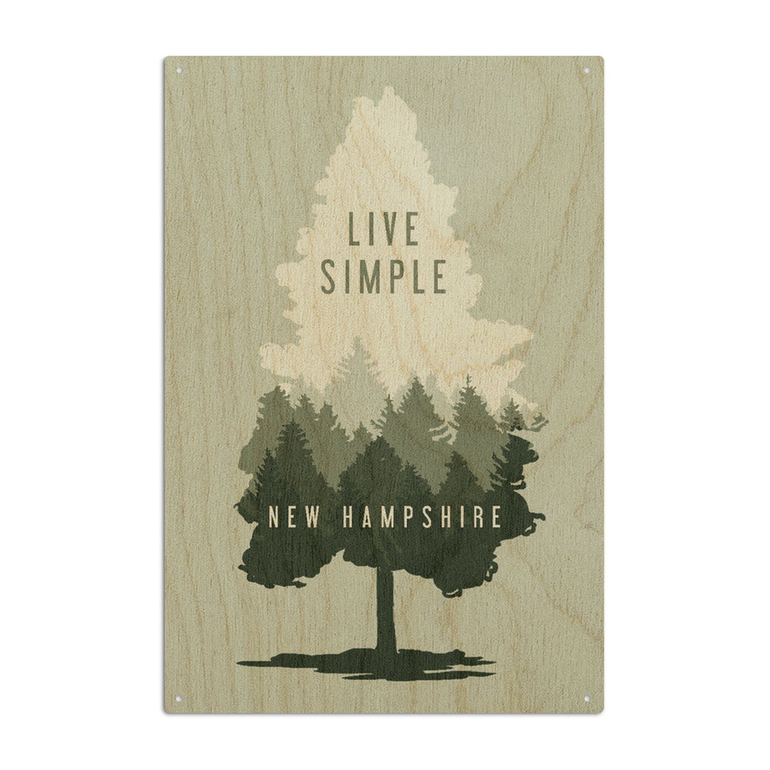 New Hampshire, Live Simple, Contour, Lantern Press Artwork, Wood Signs and Postcards Wood Lantern Press 6x9 Wood Sign 