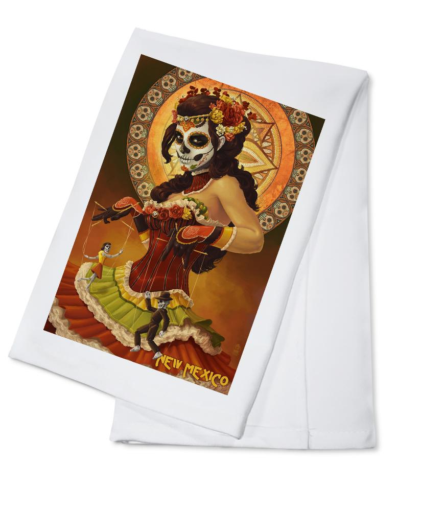 New Mexico, Day of the Dead Marionettes, Lantern Press Artwork, Towels and Aprons Kitchen Lantern Press Cotton Towel 