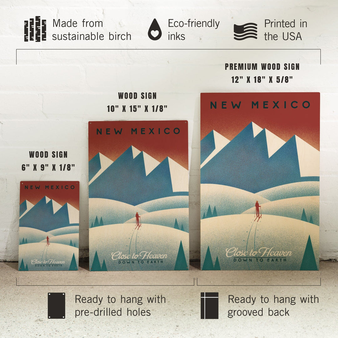 New Mexico, Skier In the Mountains, Litho, Lantern Press Artwork, Wood Signs and Postcards Wood Lantern Press 