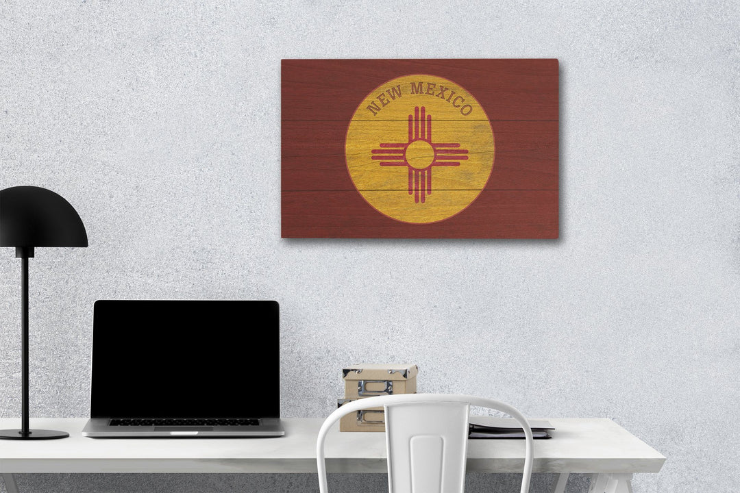 New Mexico, State Flag, Rustic Painting, Contour, Lantern Press Artwork, Wood Signs and Postcards Wood Lantern Press 