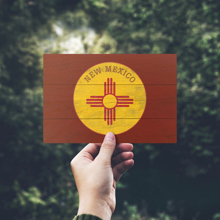 New Mexico, State Flag, Rustic Painting, Contour, Lantern Press Artwork, Wood Signs and Postcards Wood Lantern Press 