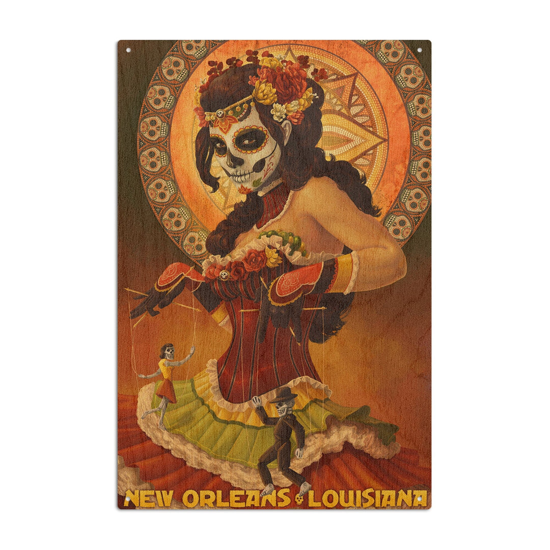 New Orleans, Louisiana, Dia De Los Muertos Marionettes, Day of the Dead, Lantern Press Artwork, Wood Signs and Postcards Wood Lantern Press 10 x 15 Wood Sign 