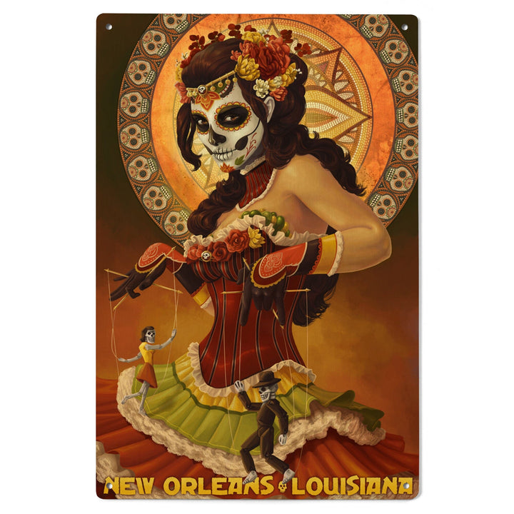 New Orleans, Louisiana, Dia De Los Muertos Marionettes, Day of the Dead, Lantern Press Artwork, Wood Signs and Postcards Wood Lantern Press 