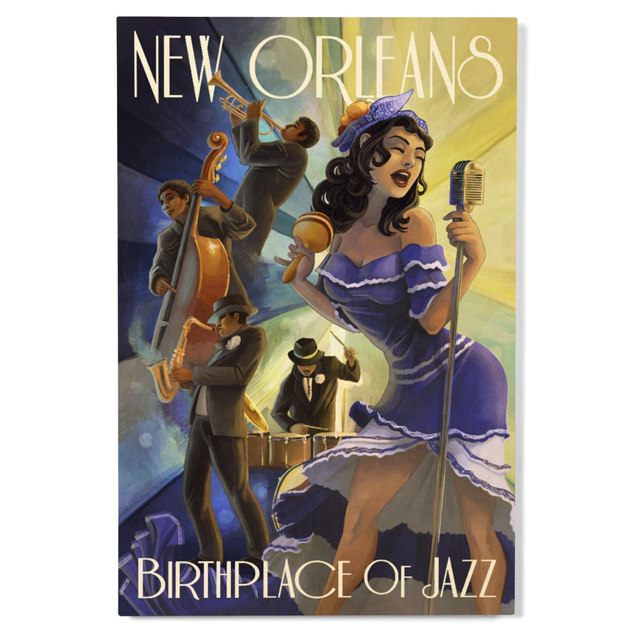 New Orleans, Louisiana, Jazz Scene, Lantern Press Artwork, Wood Signs and Postcards Wood Lantern Press 