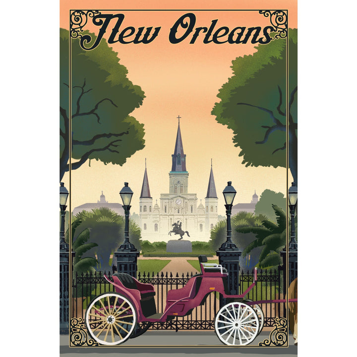 New Orleans, Louisiana, Litho, Lantern Press Artwork, Stretched Canvas Canvas Lantern Press 