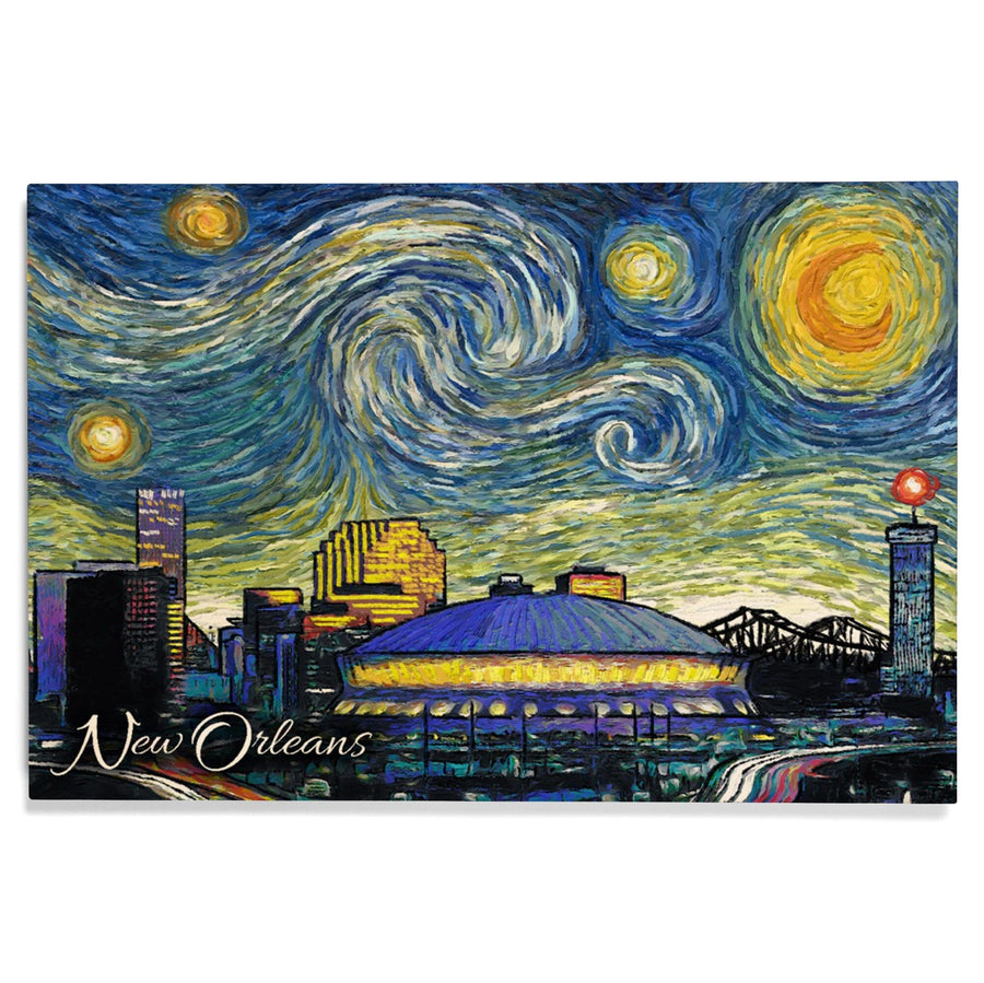 New Orleans, Louisiana, Starry Night City Series, Lantern Press Artwork, Wood Signs and Postcards Wood Lantern Press 