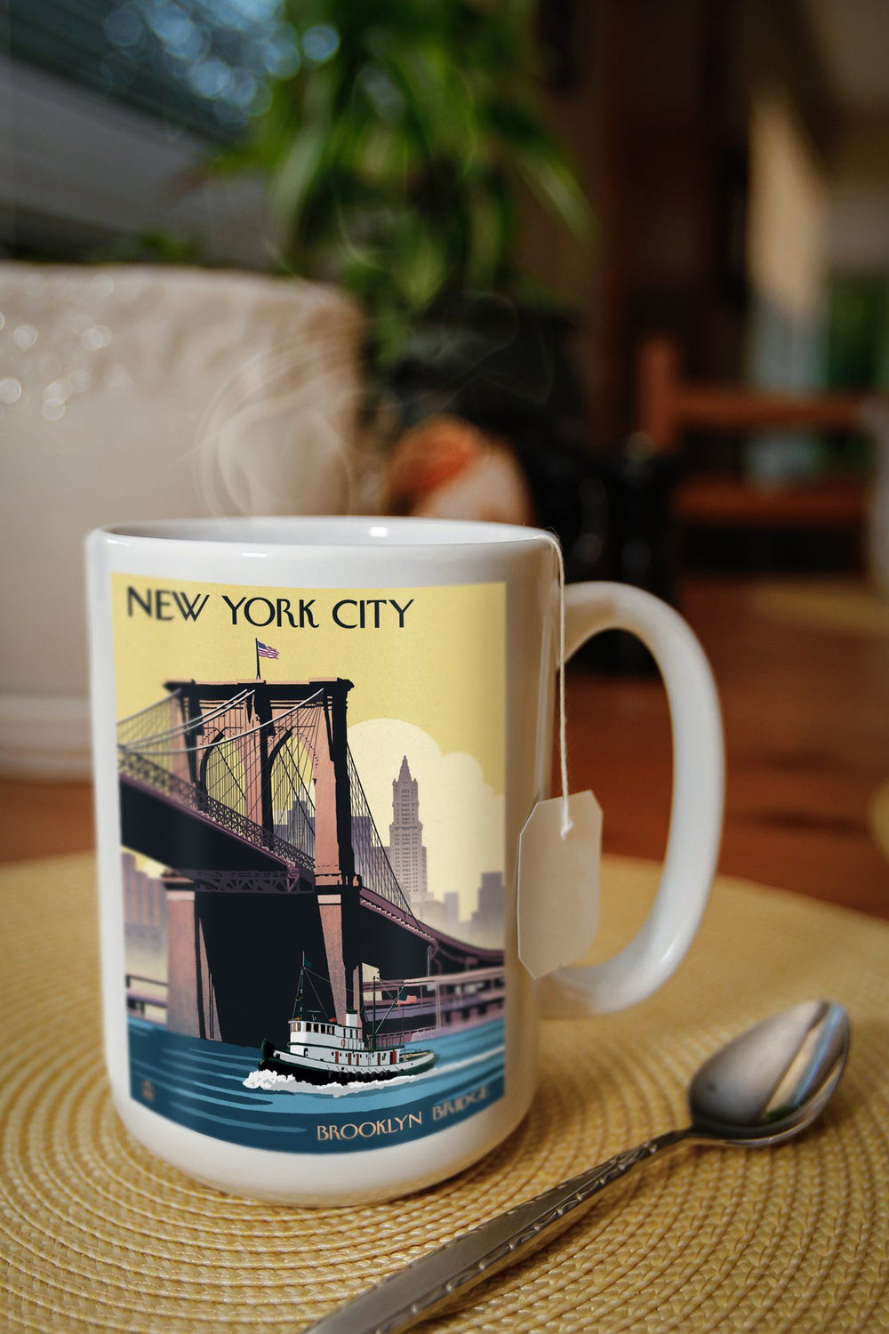 New York, Brooklyn Bridge, Lantern Press Artwork, Ceramic Mug Mugs Lantern Press 
