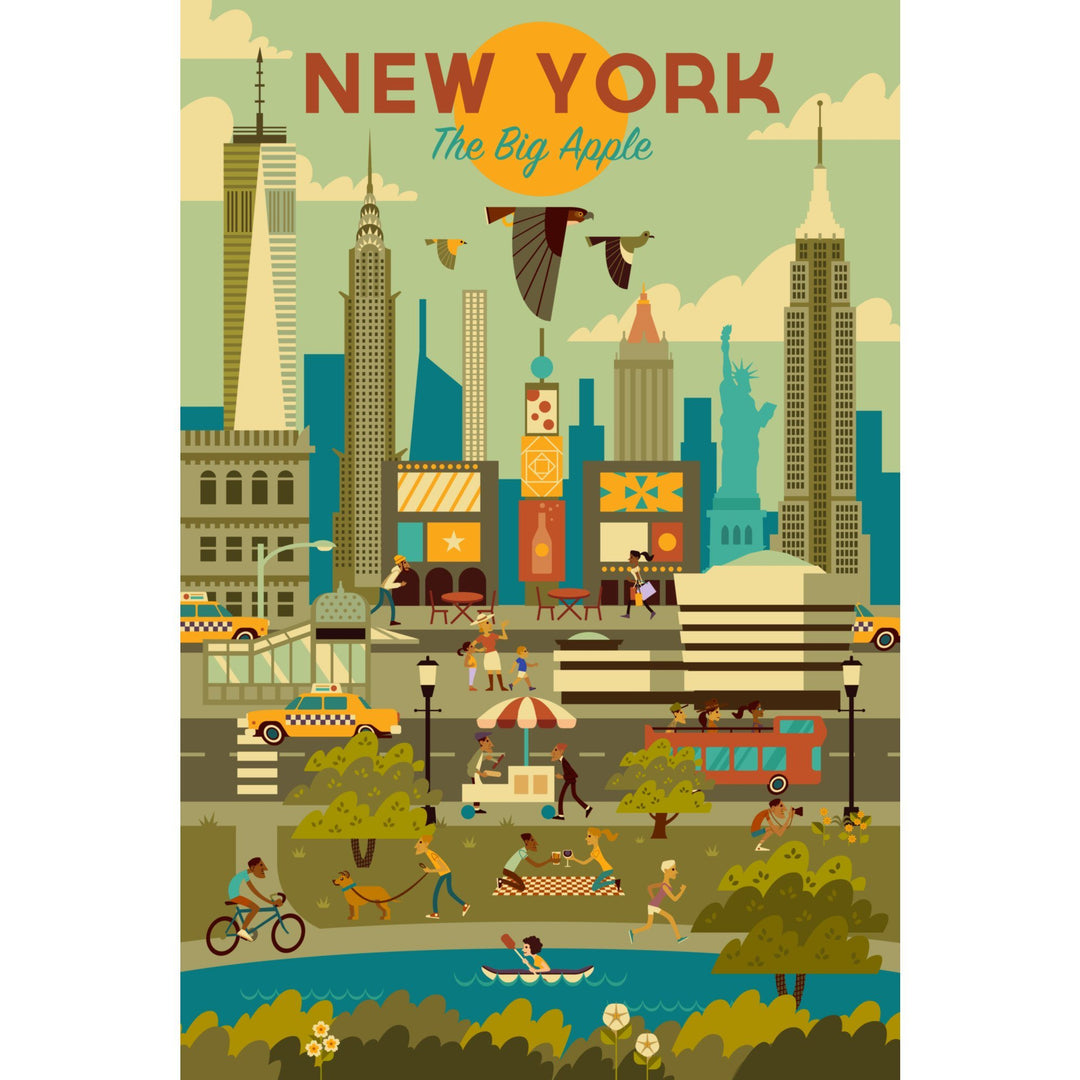 New York City, Geometric City Series, Lantern Press Artwork, Towels and Aprons Kitchen Lantern Press 