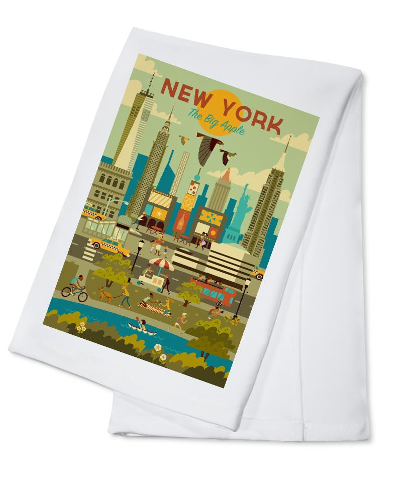 New York City, Geometric City Series, Lantern Press Artwork, Towels and Aprons Kitchen Lantern Press Cotton Towel 
