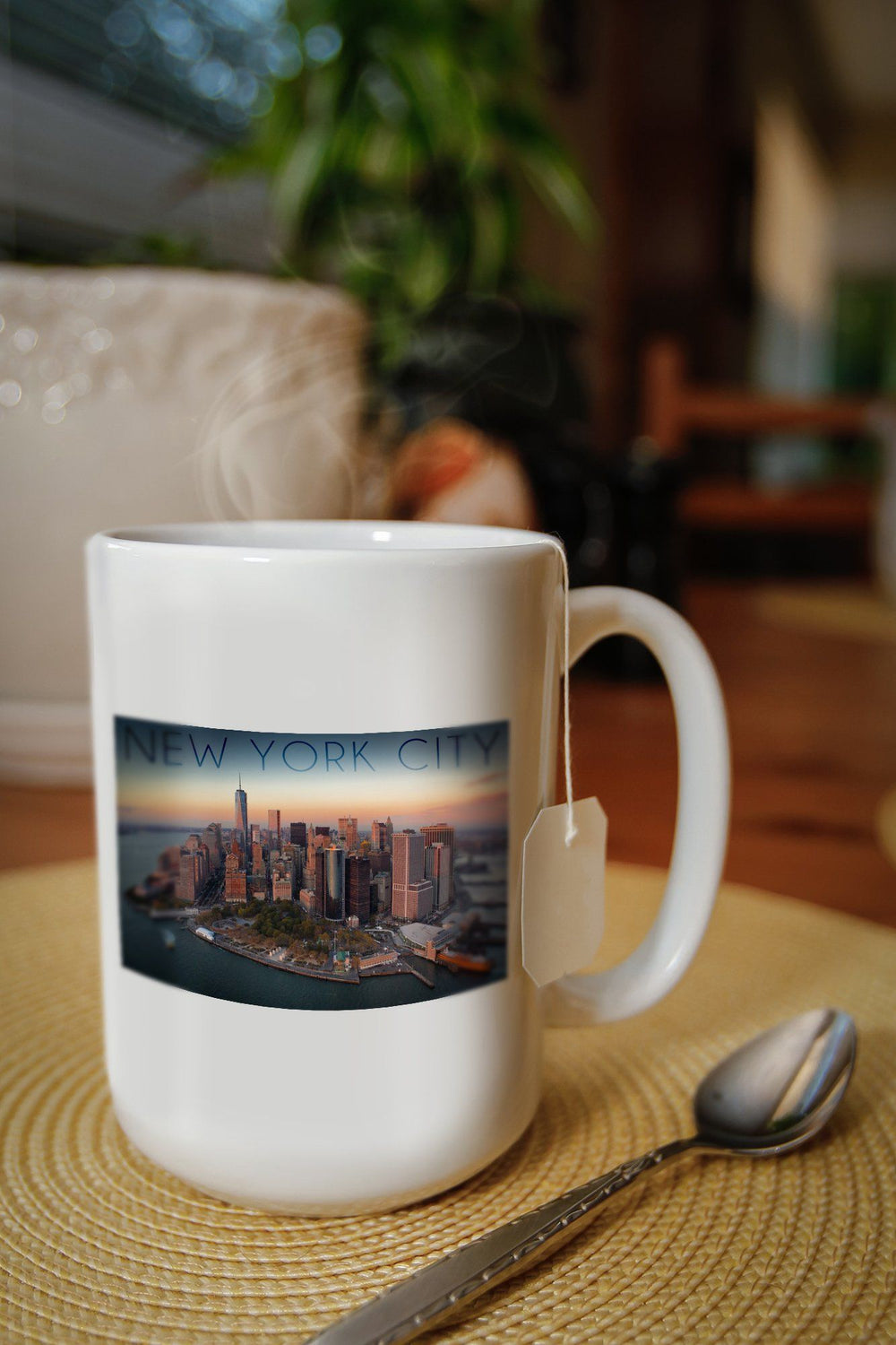 New York City, New York, Aerial Skyline, Lantern Press Photography, Ceramic Mug Mugs Lantern Press 
