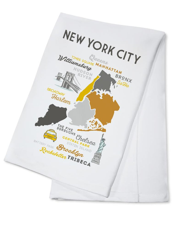 New York City, New York, Typography & Icons, Lantern Press Artwork, Towels and Aprons Kitchen Lantern Press Cotton Towel 