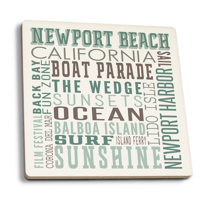 Newport Beach, California, Typography, Lantern Press Artwork, Coaster Set Coasters Lantern Press 