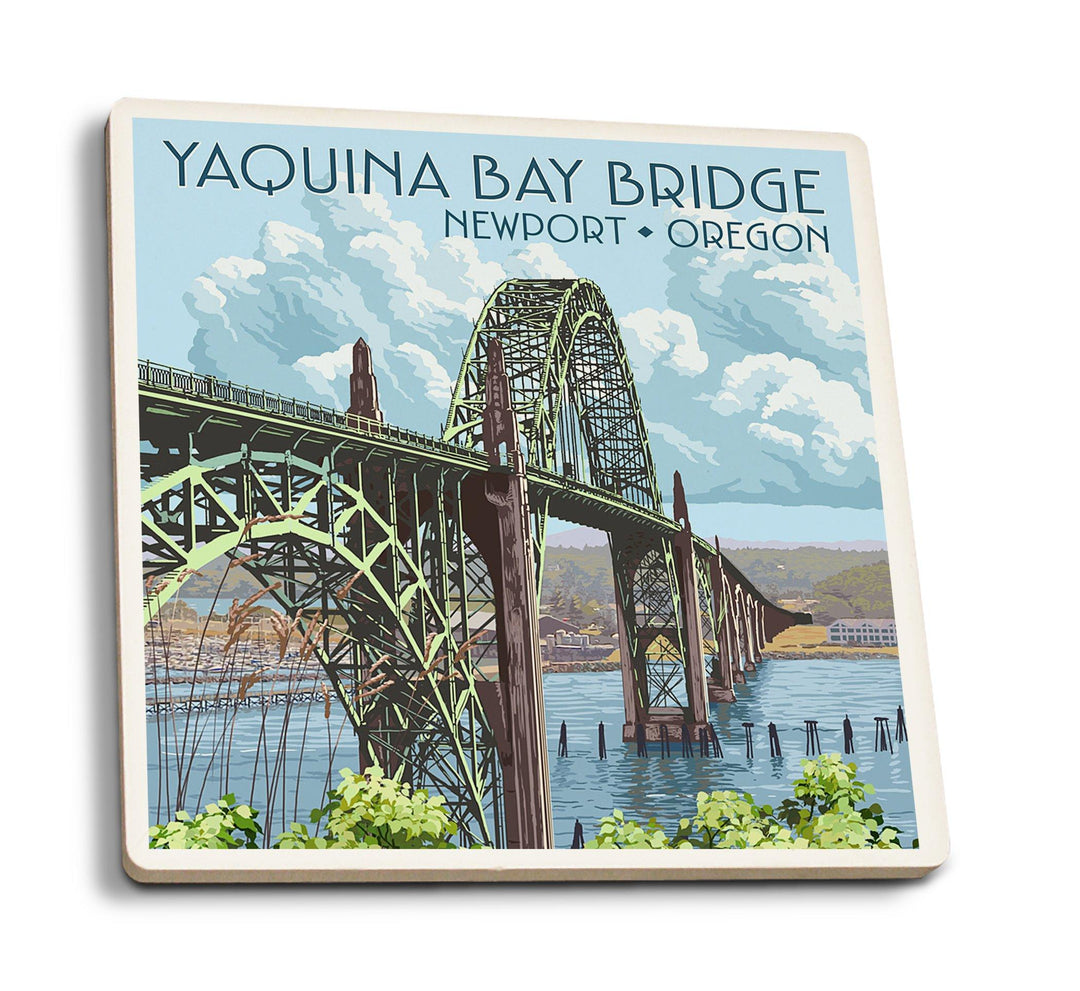 Newport, Oregon, Yaquina Bay Bridge, Lantern Press Artwork, Coaster Set Coasters Lantern Press 
