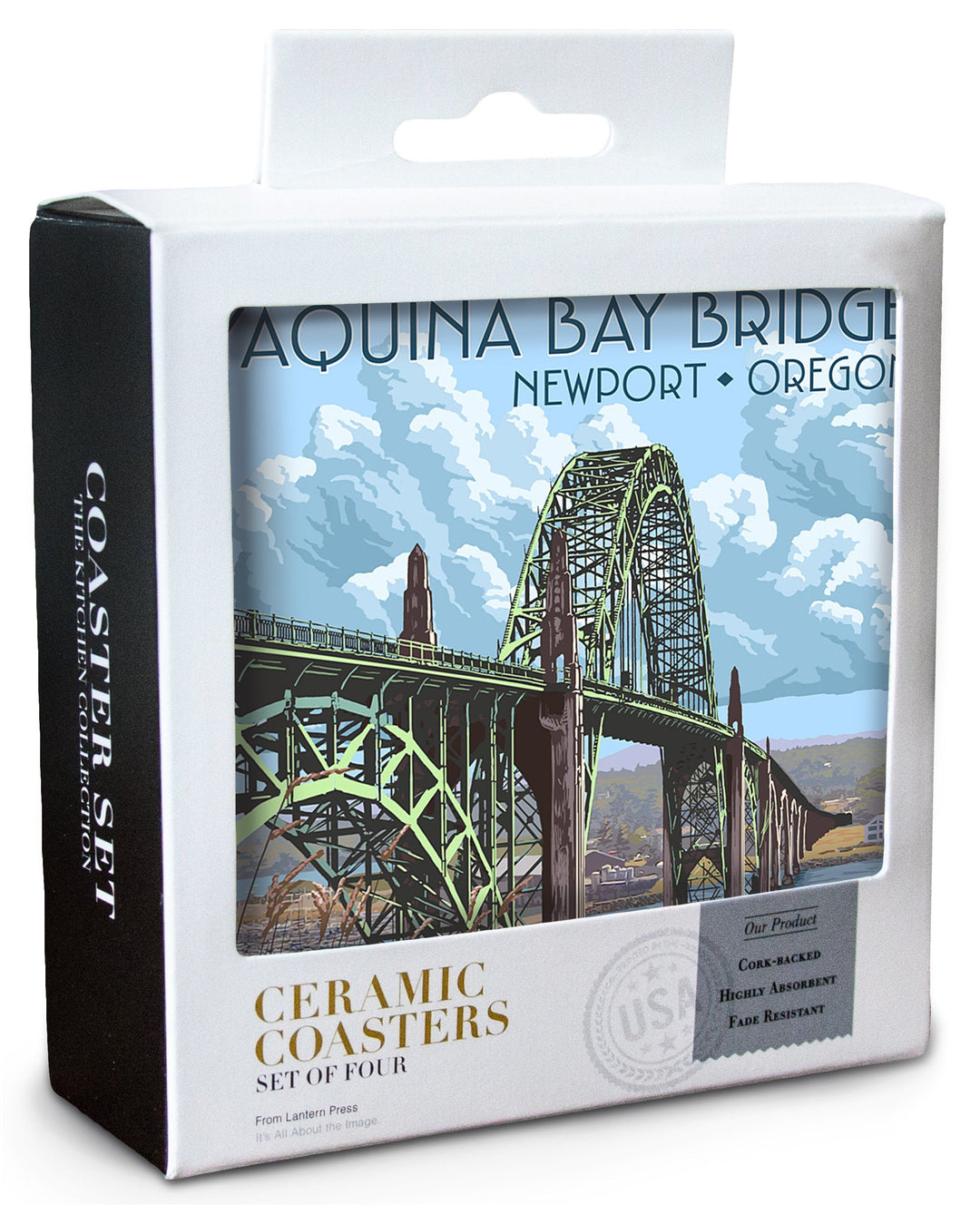 Newport, Oregon, Yaquina Bay Bridge, Lantern Press Artwork, Coaster Set Coasters Lantern Press 