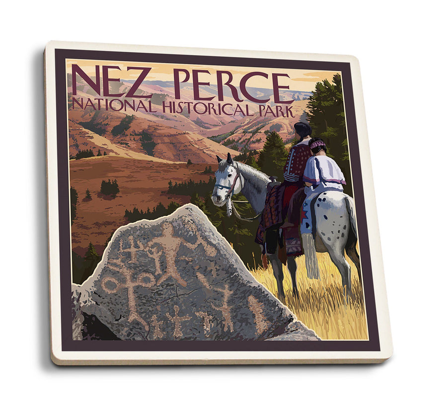 Nez Perce National Historical Park, Idaho, Lantern Press Artwork, Coaster Set Coasters Lantern Press 