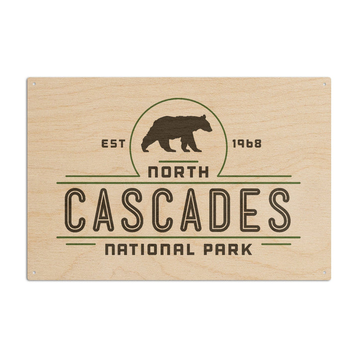 North Cascades National Park, Washington, Bear, Contour, Vector, Lantern Press Artwork, Wood Signs and Postcards Wood Lantern Press 6x9 Wood Sign 