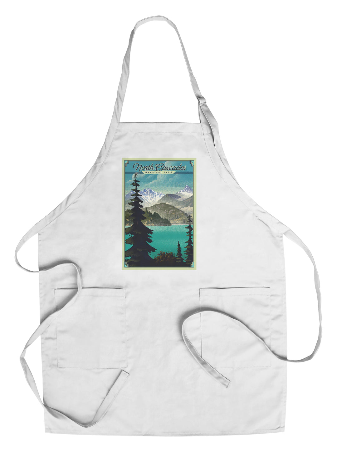 North Cascades National Park, Washington, Lithograph National Park Series, Lantern Press Artwork, Towels and Aprons Kitchen Lantern Press Chef's Apron 