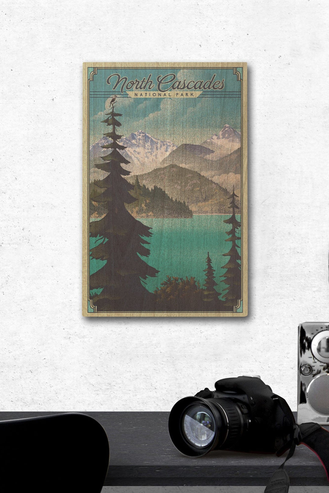 North Cascades National Park, Washington, Lithograph National Park Series, Lantern Press Artwork, Wood Signs and Postcards Wood Lantern Press 12 x 18 Wood Gallery Print 
