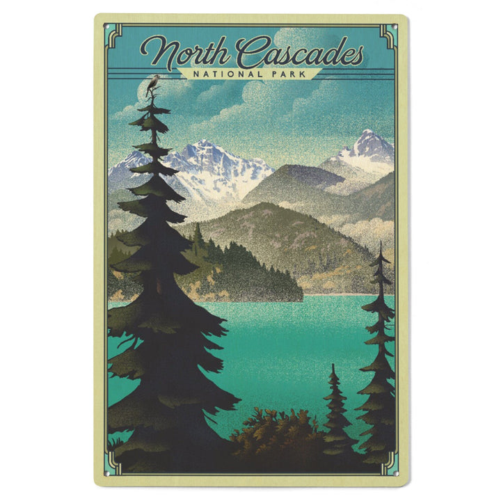 North Cascades National Park, Washington, Lithograph National Park Series, Lantern Press Artwork, Wood Signs and Postcards Wood Lantern Press 