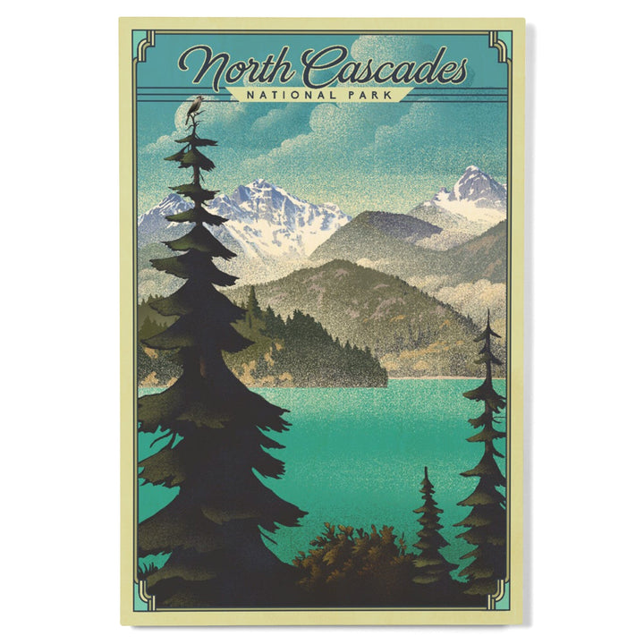 North Cascades National Park, Washington, Lithograph National Park Series, Lantern Press Artwork, Wood Signs and Postcards Wood Lantern Press 