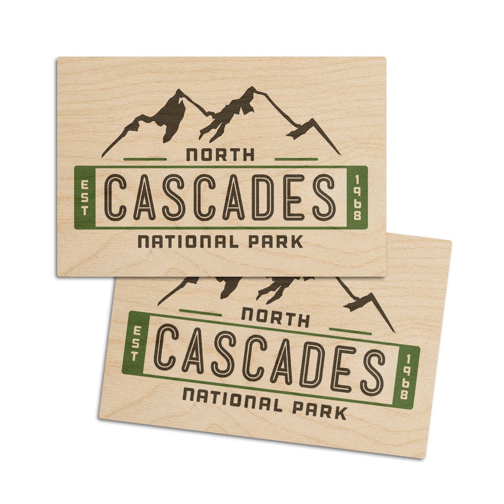North Cascades National Park, Washington, Mountain, Contour, Vector, Wood Signs and Postcards Wood Lantern Press 4x6 Wood Postcard Set 